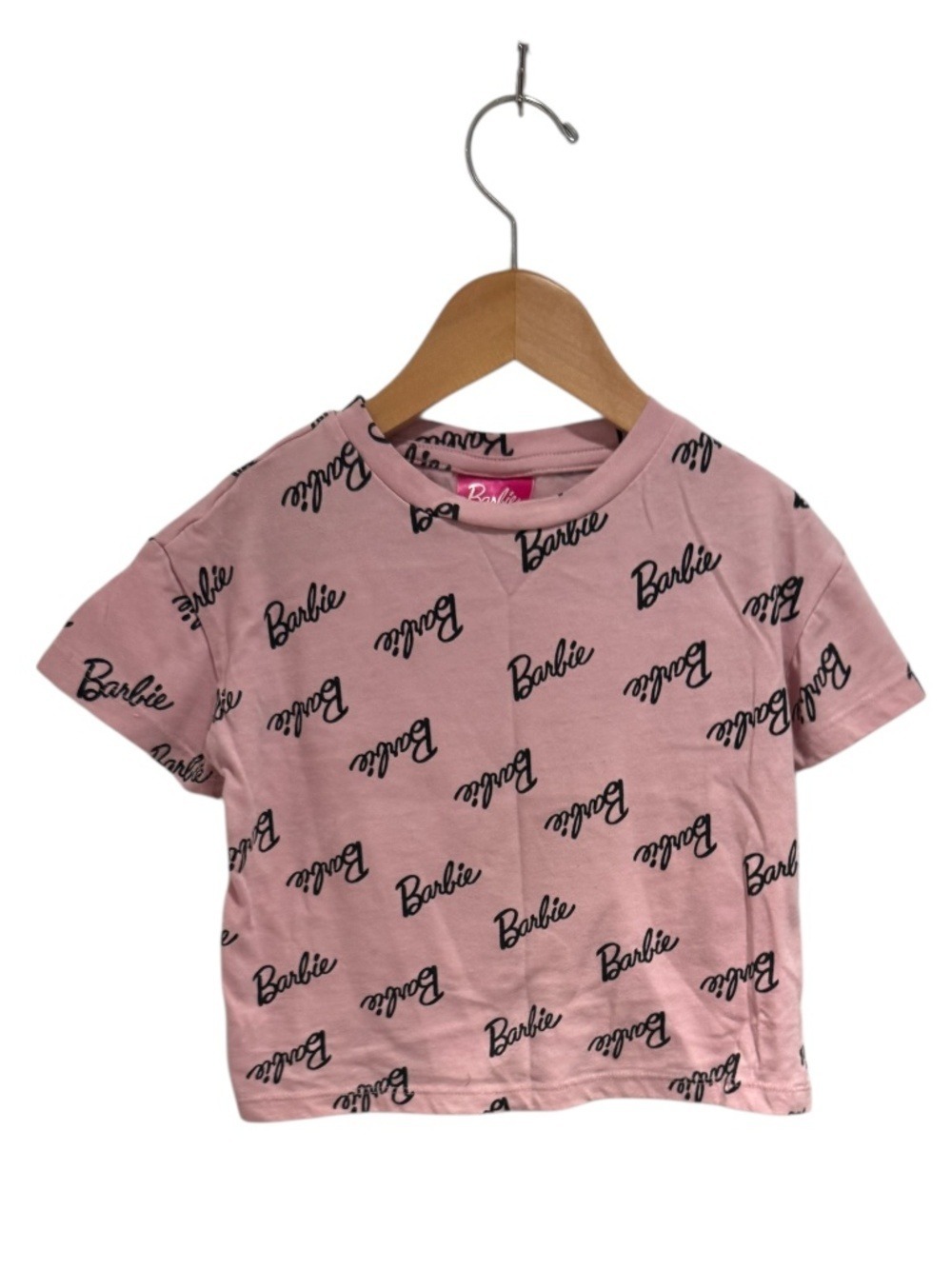 BARBIE pink & black logo repeat t-shirt - size 5
